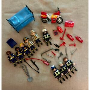 Playmobil Firefighter and police figures with accessories lot